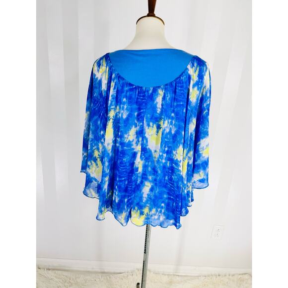 BELLE GRAY by LISA RINNA Women’s Blue Pattern Sheer Top Sz XXS - Picture 4 of 8